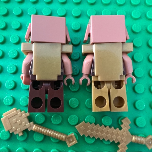 Lego Minecraft Piglin Armor Gold Brown 21168 Minifigure Figure Lot Of 2 - Picture 4 of 9